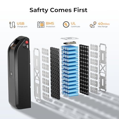 Jasion EB5 Electric Bike for Adults with Peak 500W Brushless Motor, 40Miles 20MPH Commuting Electric Mountain Bike with 360Wh Removable Battery, 7-Speed, 26" Tires and Front Fork Suspension 2