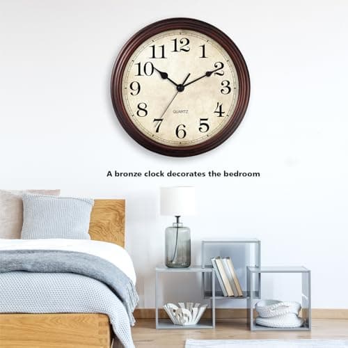 HYLANDA Wall Clock, 9 Inch Silent Non Ticking Classic Battery Operated Clocks, Decorative for Living Room, Bedrooms, Bathroom, Kitchen Office (Bronze) 6