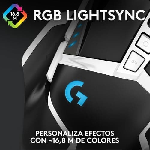 Logitech G502 Hero High Performance Gaming Mouse Special Edition, Hero 25K Sensor, 25 600 DPI, RGB, Adjustable Weights, 11 Programmable Buttons, On-Board Memory, PC/Mac - Black/White 6