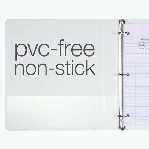 Oxford Ring Binders, 1" Round Ring Binders, View Binder, Covers on 3 Sides, XtraLife Hinge, Non-Stick, PVC-Free, White, 225 Sheet Capacity (1002512) 7