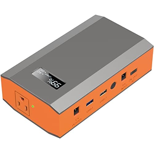 Portable Power Bank with AC Outlet, 65W 110V Portable Laptop Charger Battery Bank 23400mAh External Battery Pack Backup Power Source for Outdoor Tent Camping RV Home Office Smart Devices-Orange