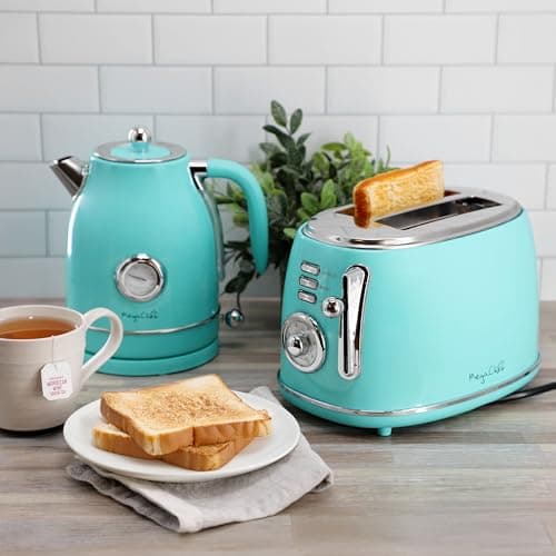 MegaChef 1.7 Quart Electric Tea Kettle and 2 Slice Toaster Combo (Turquoise) 9