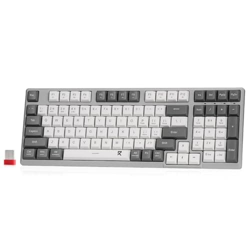 Redragon BK7114 Low-Profile Wireless Computer Keyboard, 98 Keys Slim Office PC Scissors Mechanism Keyboard w/ 2.4G BT Wireless Connection, Tactile Quiet Keystroke, Mixed Color Keycaps