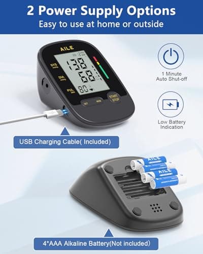 Blood Pressure Monitor for Home Use: AILE Blood pressure machine with blood pressure cuff 8.7"-16.5" adjustable Upper arm BP monitor automatic digital high blood pressure cuff Easy to use (Black) 6