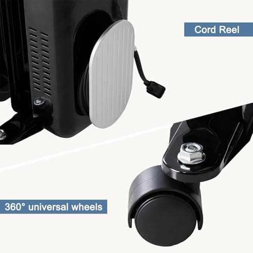 Dumos Oil Filled Radiator Heater with Adjustable Thermostat, 1500W Oil Space Heater for Indoor Use, Portable, 22inch Bright Black 7