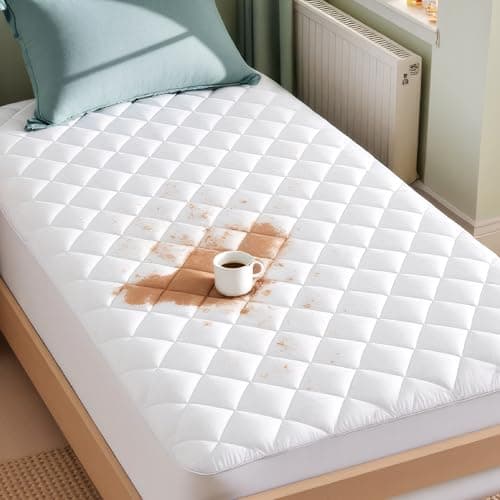 Bedsure Twin XL Mattress Pad, Waterproof Soft Mattress Protector for College Dorm Room Essentials, Extra Long Twin Bed Cover with Deep Pocket up to 22 Inches, Noiseless Bed Pad for Bedroom - White