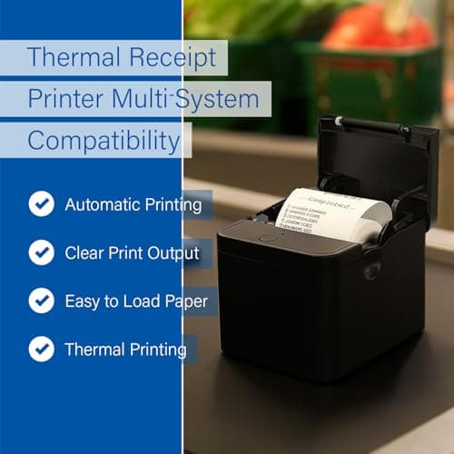 NSG Thermal Receipt Printer, High-Speed 90mm/s, USB/BT Connectivity, ESC/POS Compatible, Lightweight Portable POS Printer for Windows/Mac/Linux/iOS/Android, Black 6