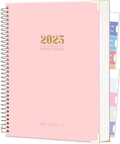Yoment 2025 Planner - Large Hardcover Weekly & Monthly 8.5"x11" Planner for Women & Men, Dec 2024 - Dec 2025, 13 Months Academic Calendar with Tabs, Pink