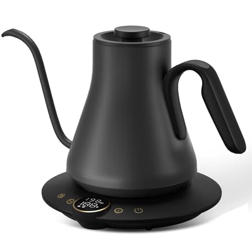 Cocinare Barista Collection Gooseneck Electric Kettle, ±1℉ Precise Temperature Control for Pour-Over Coffee & Tea, Quick Heating 1500W, Stainless Steel Interior, 0.9L (Matte Black)
