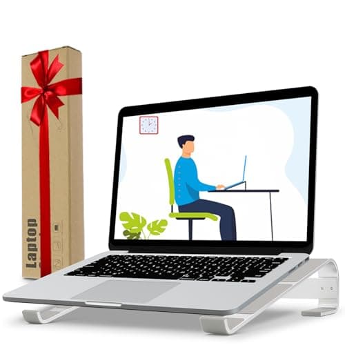 KYQEE Laptop Stand for Desk, Ergonomic Aluminum Laptop Riser, Ventilated Notebook Stand Compatible with MacBook Air Pro, Dell XPS, HP, More 11-17.3 Inches Work from Home
