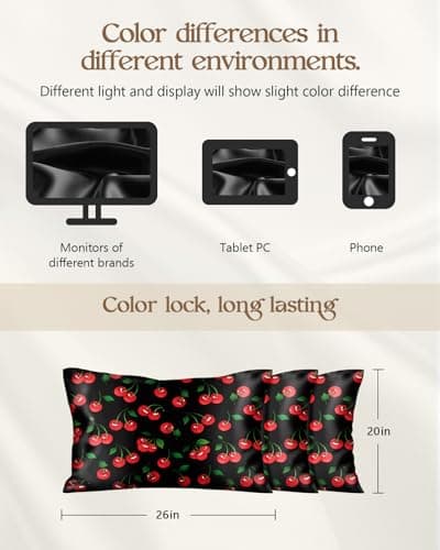 Miss Adola 2 Pack Mulberry Silk Pillowcase for Hair and Skin - Standard Size 20 x 26 Inches with Hidden Zipper Shiny Cherry 19 Momme Soft Sleeping Silk Pillow Case for Women, Moms 7
