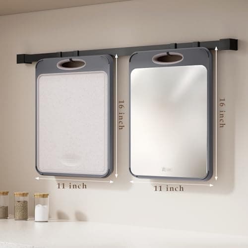 GUANCI Cutting Board for Kitchen, Stainless Steel Cutting Board Double Sided for Chopping Meat/Vegetables, Stainless Steel/Wheat Straw PP, Kitchen Gifts Easy to Clean Large 16”×11” 6