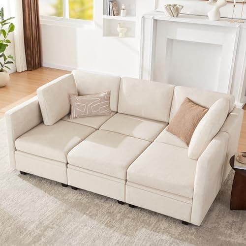 Weture Modular Sectional Sleeper Sofa, Sectional Couch Reversible Sleeper Sofa Bed, 6 Seat Modular Couch with Storage and Chaise, Couches for for Living Room, Beige