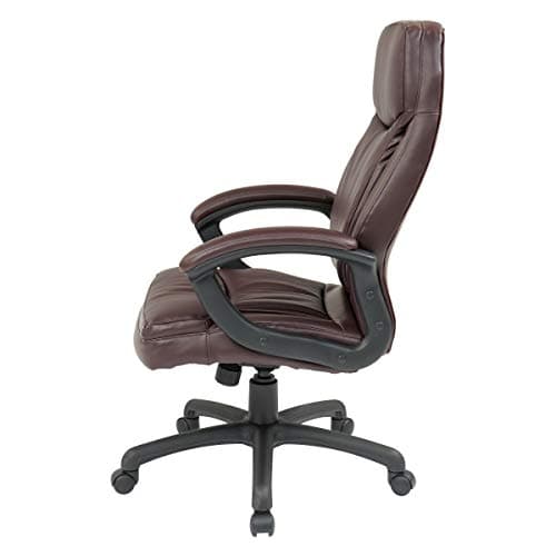 Office Star EC Series Executive Bonded Leather High Back Adjustable Office Chair with Thick Padded Contour Seat and Locking Tilt Control, Burgundy 8