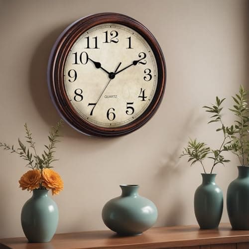 HYLANDA Wall Clock, 9 Inch Silent Non Ticking Classic Battery Operated Clocks, Decorative for Living Room, Bedrooms, Bathroom, Kitchen Office (Bronze) 5