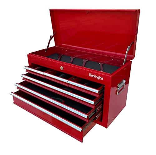 Workington Portable Metal Tool Chest with 6 Drawers, 24" 6-Drawer Tool Chest Cabinet with Ball Bearing Drawer Slides, Steel Tool Storage Box Organizer 4005 Red 8