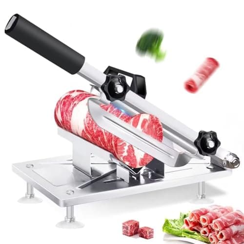 XDGGCSY Manual Frozen Meat Slicer Meat Cutter Upgraded Stainless Steel Meat Cleavers Beef Mutton Roll Slicing Machine Vegetable Meat Slicer for Home Cooking Hotpot Shabu