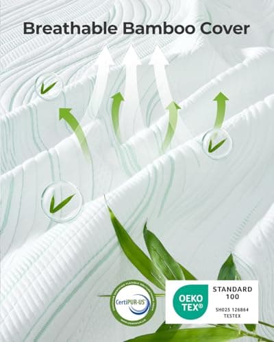 PERLECARE Medium Firm Mattress Topper Queen- 3 Inch Bamboo Memory Foam Mattress Topper for Pressure Relief, Queen Bed Topper Suitable for Side Sleepers and Back Sleepers, Removable & Washable 6