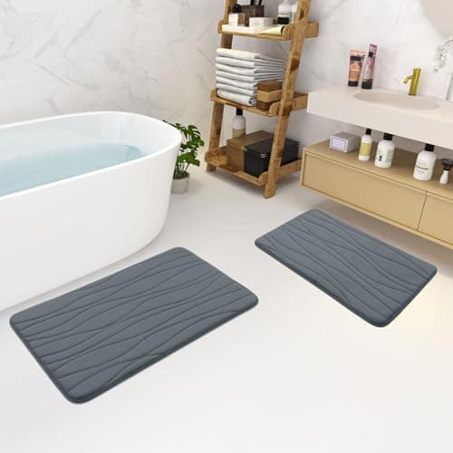 Buganda Memory Foam Bathroom Rug Mat 24x16, Extra Soft and Absorbent Bath Mats, Non-Slip and Machine Washable Bath Rugs for Bathroom Floor,Tub and Shower, Dark Grey 7