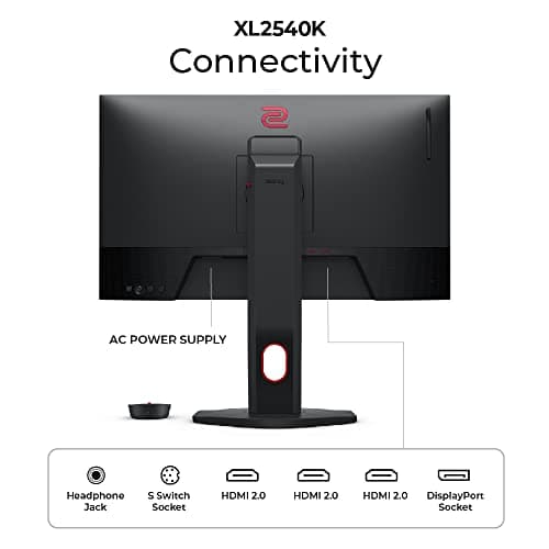 BenQ Zowie XL2540K 24.5-inch 240Hz Gaming Monitor 1080P 1ms Smaller Base Flexible Height & Tilt Adjustment XL Setting to Share Customizable Quick Menu Black Equalizer Color Vibrance 5