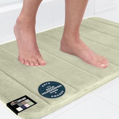 GORILLA GRIP Memory Foam Bath Mat, Soft Absorbent US Designed Bathroom Rug, Gripping Dots Machine Washable Bathmat, Cushioned Floor Mats, Shower Sink Rugs Room Décor Accessories, 24x17 Sage