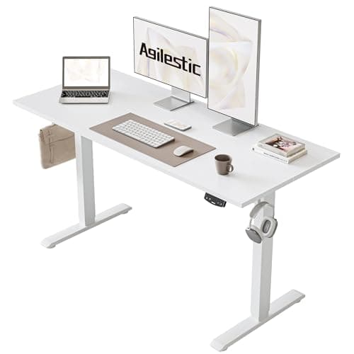 Agilestic Electric Standing Desk, 48 x 24 Inches Height Adjustable Desk, Sit Stand up for Work Office Home, Ergonomic Rising Computer Table with Memory Preset, White