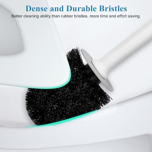 Toilet Bowl Brush and Holder, Toilet Scrubber 2 Pack with Long Handle, Easy to Hide, Drip-Proof, Deep Cleaning 5