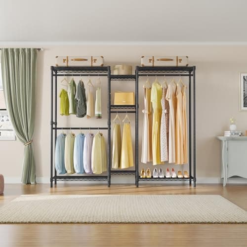 VIPEK Classic V6 Medium Wire Garment Rack Heavy Duty Clothes Rack for Hanging Clothes, Metal Freestanding Closet Wardrobe Racks 59.8" L x 14.6" W x 76.4" H, Max Load 750lbs, Black 8