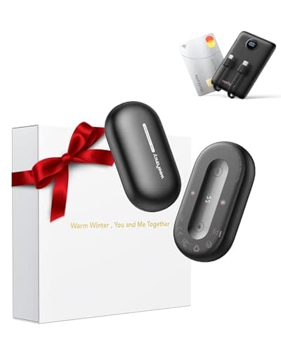 WeeFancy Mini Portable Charger with Built in Cables & Rechargeable Hand Warmer 2 Packs Gifts Set
