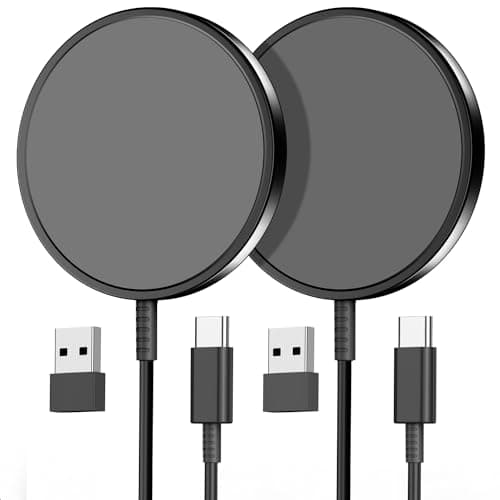 2 Pack Magnetic Wireless Charger for iPhone 15/15 Pro/15 Plus/15 Pro Max 15W Fast Magnetic Charger for iPhone 15/14/13/12 Series and AirPods 3/2/Pro 2/Pro (Magnet Charger Black)