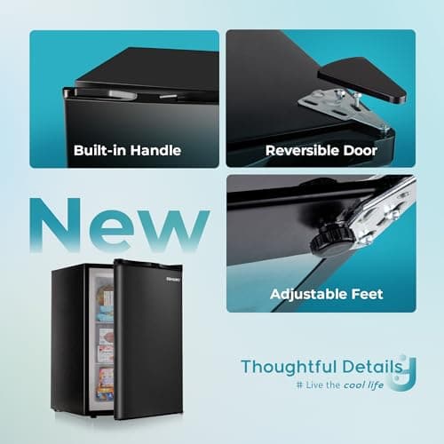 EUHOMY Upright freezer, 3.0Cubic Feet, Single Door Compact Mini Freezer with Reversible Door,Small freezer for Home/Dorms/Apartment/Office, Black 6