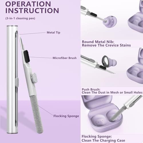 Inesore for Samsung Galaxy Buds FE Case/Galaxy Buds 2/Pro/Galaxy Buds Live,with Safety Lock Housing,Accessories with Keychain/Silicone Wrist Strap - Purple 7