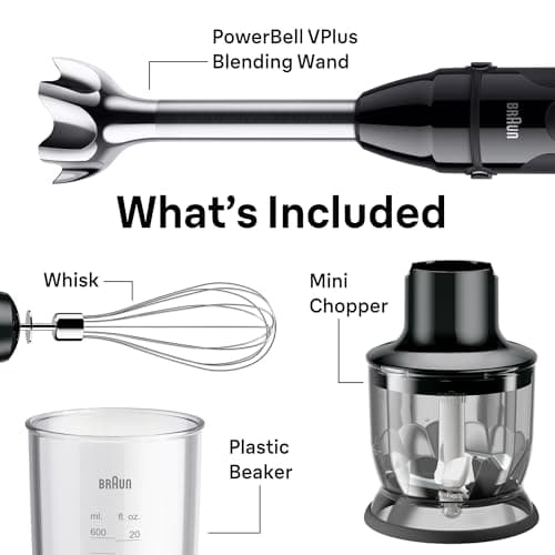 Braun MQ50202M MultiQuick Vario 5 Handheld Blender – 21-Speed Stick with Turbo Boost, Stainless Steel Blades, EasyClick System, 500W, Chopper, Whisk, Masher – Immersion Blender for Smoothies 7