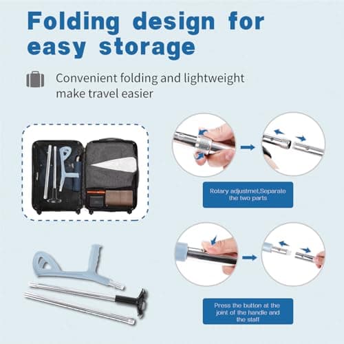 2 Pcs Forearm Crutches for Adults Foldable Knee Patients Mobility aids for Childre and Seniors for with Leg Injury Adjustable Travel Lightweight Walking Stick 9