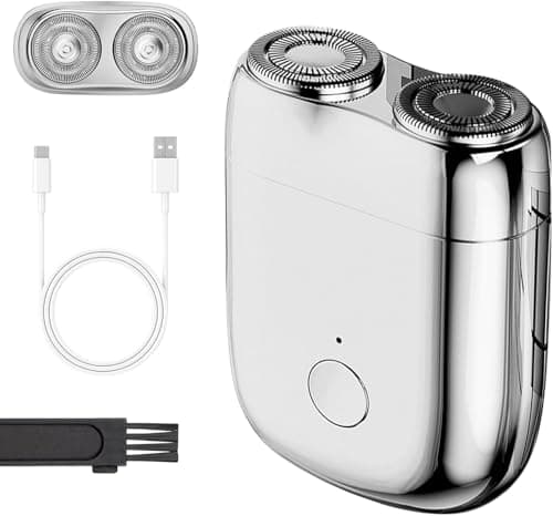 New Model Mini Dual-Head Electric Shaver, Dual Head Shaver, 2025 New Upgrade Pocket Shaver Mini Shavers for Men, Washable Double Head Razor (Silver)