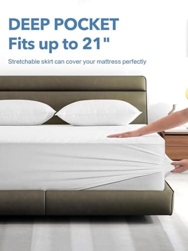 Queen Waterproof Mattress Protector, Premium Viscose from Bamboo Mattress Pad Ultra Soft Breathable, Noiseless Mattress Cover Fitted 8"-21" Deep Pocket 5