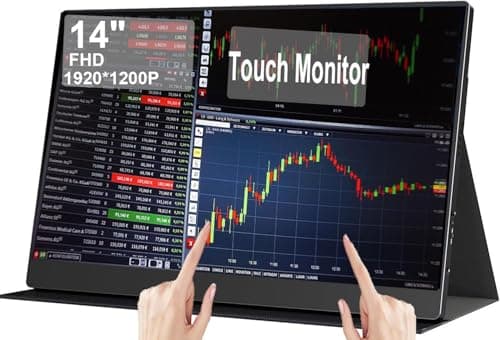 AHXJKA 14" Portable Touchscreen Travel Monitor 1920 * 1200P IPS/HDR Laptop Screen Extender for Gaming and Computer Display, Compatible with Laptop PC Phone PS4/PS5 Switch