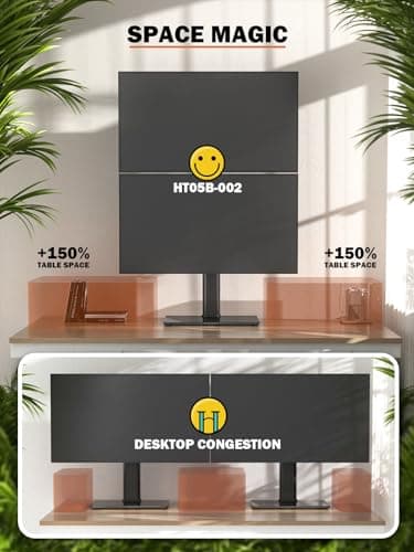 Dual Monitor Stand - Vertical Stack Screen Free-Standing Monitor Riser Fits Two 13 to 34 Inch Screen with Swivel, Tilt, Height Adjustable, Holds One (1) Screen Up to 44Lbs 6