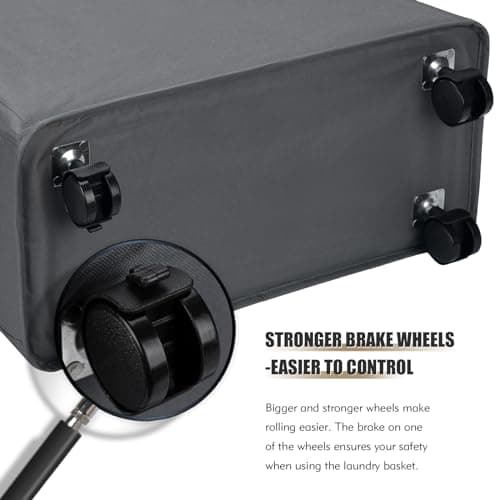 DOKEHOM 25-Inches Slim Laundry Basket on Wheels, Collapsible Rolling Laundry Hamper, Foldable Narrow Corner Clothes Storage Bins (Dark Grey) 5