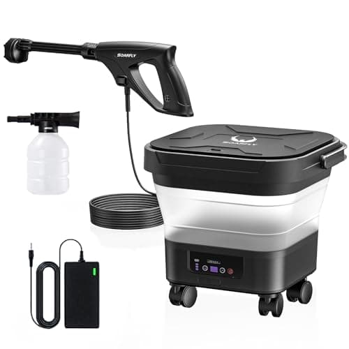 Portable Pressure Washer Cordless with 3.4Gal Tank, 6-in-1 Nozzle, Max 522PSI, 4000mAh Lithium Battery, 60 Mins Battery Life