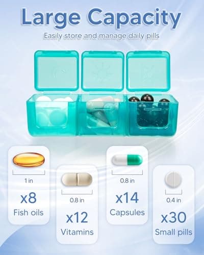 Monthly Pill Organizer 3 Times a Day, with Portable Hard Shell, Pill Cutter, 31-Day Box, Plastic Opening Pick, Monthly & Weekly Stickers, Convenient Medication Management (Black, 3 Times a Day) 6
