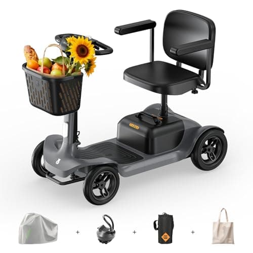 Paiseec S1 Mobility Scooter for Adults, Seniors - 25 Miles Range, 6 mph, Powered Mobility Scooter with Good Legroom, Large Wheels for Outdoor, Smart Safety Features, Headlight, Basket