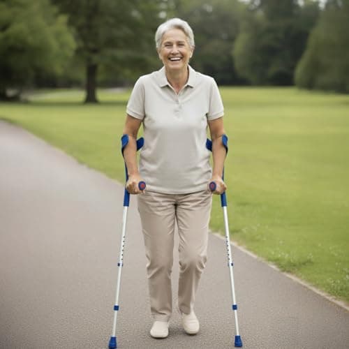 PEPE Mobility Forearm Crutches for Adults (x2 Units) Open Cuff, Adjustable Height, Aluminium, Lightweight Elbow Crutches, Blue, Made in Europe 8