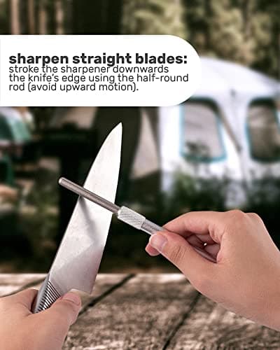 Wamery Serrated Knife Sharpener - Retractable Diamond Rod Pocket Sharpener for Serrated & Straight Blades - Multifunctional Sharpening Tool for Outdoor Kitchen Fishing Hunting (Silver) 6