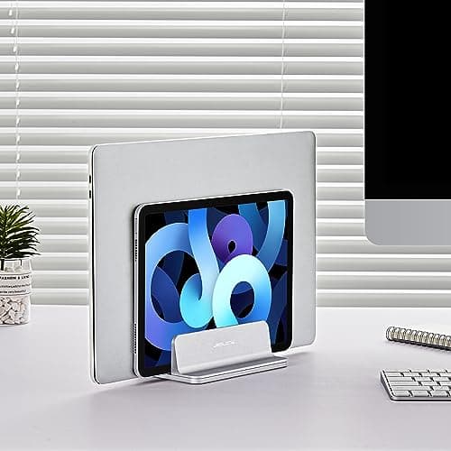 JARLINK Vertical Laptop Stand, Aluminum Laptop Holder Desktop Stand with Adjustable Dock Size (up to 17.3 inches) Compatible with All MacBook/Surface/Dell/Gaming Laptops (Silver) 8