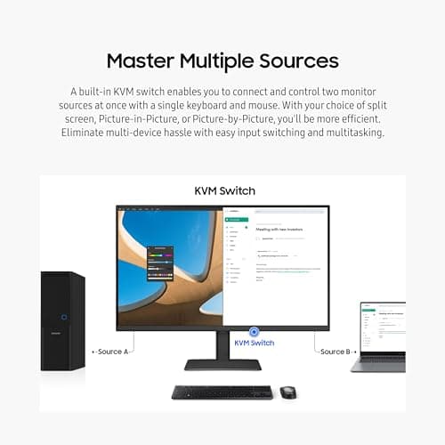 SAMSUNG 24" ViewFinity S6 (S60UD) Series QHD High Resolution Computer Monitor, 100Hz, HDR10, USB-C, Built-In LAN Port, Daisy Chain Support, Easy Setup, Height Adjustable Stand, LS24D606UANXZA, 2024 6