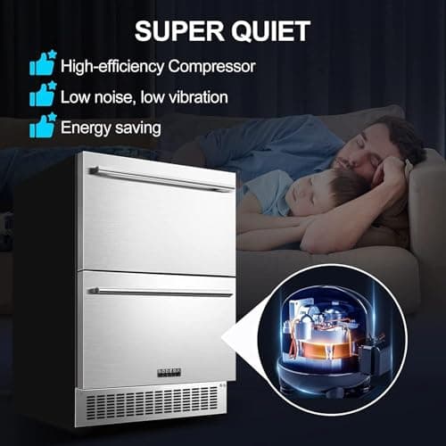 BODEGA 24 Inch Beverage Fridge under Counter, 2 Drawer Outdoor Coolers for Patio and Deck Weatherproof, Stainless Steel Beverage Refrigerator for Beer, Soda, Holds 180 Cans 6