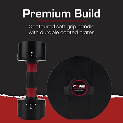 Core Fitness® Adjustable Dumbbell Weight Set By Affordable Dumbbells - Adjustable Weights - Space Saver - Weights - Dumbbells For Your Home - 7
