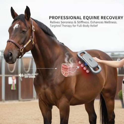 A-MONIES 8 Heads Horse Massage Gun, Equine Percussion Massager, Deep Tissue Horse Recovery Tool, Red Light Heat Therapy, Quiet Adjustable Intensity Muscle Relaxation for Equine Wellness(8 Heads) 2