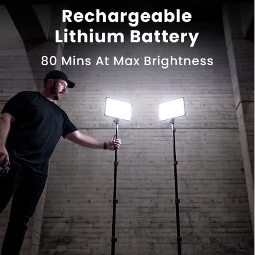 Lume Cube Studio Panel 2-Point Lighting Kit | Edge Lit LED Bicolor Light Panels 3200k - 5600k | Rechargeable Lithium Battery, Adjustable Color, Brightness, 70" Stands, Wireless Remote Included 7